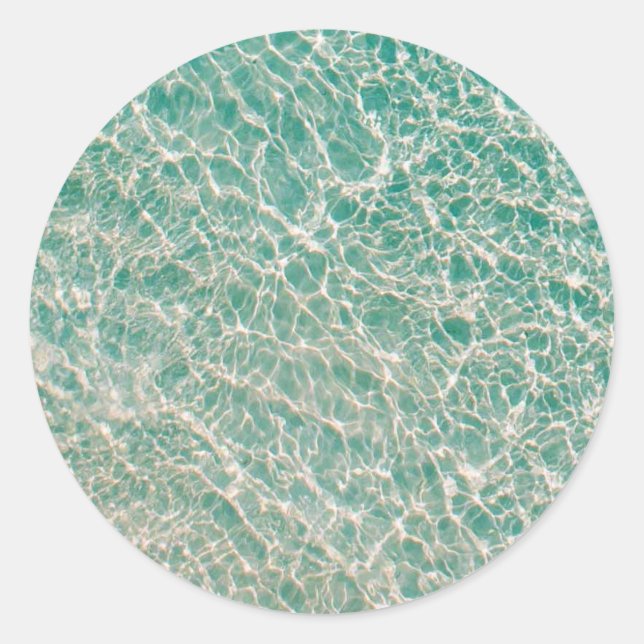 Sticker Rond Blue Green Ocean Summer Beach Waves (Devant)