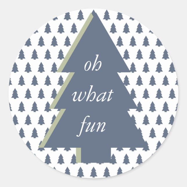 Sticker Rond Blue Green Oh What Fun Christmas Tree Motif (Devant)