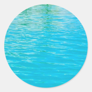 Sticker Rond Blue Green Sea Waves Elégant Modèle Blank tendance