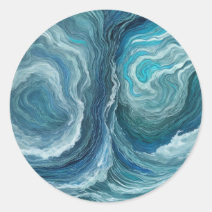 Sticker Rond Blue Green Serenity Abstrait