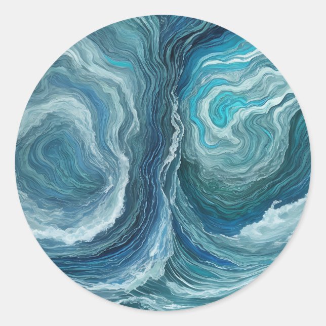 Sticker Rond Blue Green Serenity Abstrait (Devant)