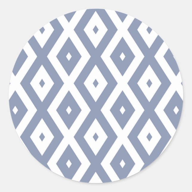Sticker Rond Blue grey and white diamond pattern (Devant)