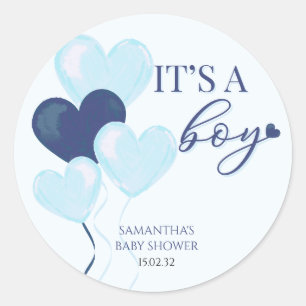 Sticker Rond Blue Heart Valentines C'est un Baby shower garçon