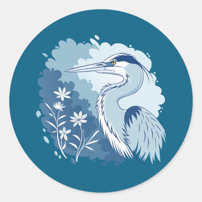 Sticker Rond  Blue Heron (Devant)