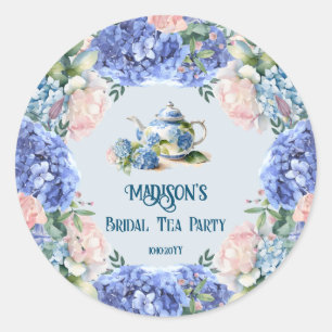 Sticker Rond Blue Hydrangea Bride Tea Party