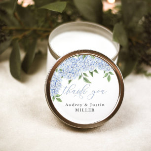 Sticker Rond Blue Hydrangea Customisé mariage Favor