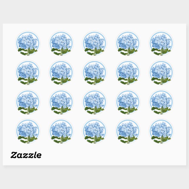 Sticker Rond Blue Hydrangea et Circle Douche Favoriser (Feuille)