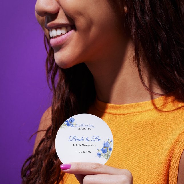 Sticker Rond Blue Iris Bride to Be Something Blue Bridal Shower (Blue Iris Bride to Be Something Blue Bridal Shower Round Sticker )