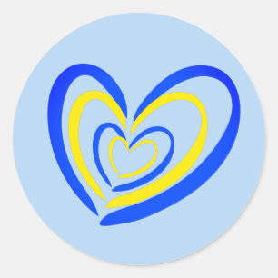 Sticker Rond Blue Jaune Coeur Paix Pas de Guerre Ukraine Inspir