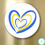 Sticker Rond Blue Jaune Heart Ukraine inspiré Paix anti-guerre<br><div class="desc">Bleu Coeur Jaune Ukraine Inspiré Peace Anti War Classic Round Sticker</div>