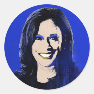 Sticker Rond Blue Kamala Harris Pop Art