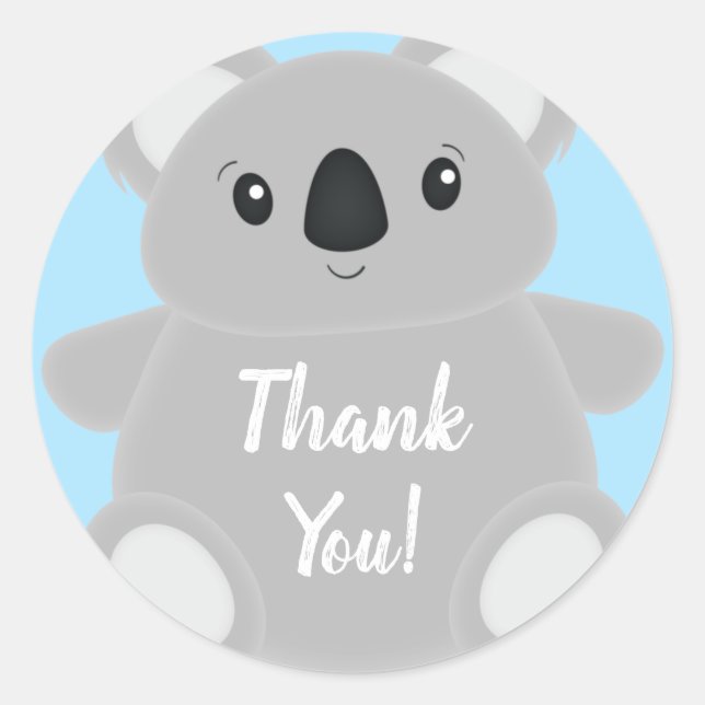 Sticker Rond Blue Koala Bear Baby shower (Devant)