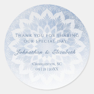 Sticker Rond Blue Lace Mandala Wedding Favor