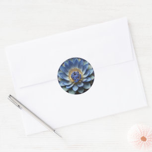 Sticker Rond Blue Lotus Flower Spirituel Zen Art