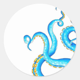 Sticker Rond Blue Orange Tentacles