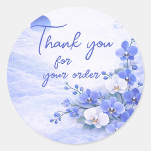 Sticker Rond Blue orchid Thank You For your order