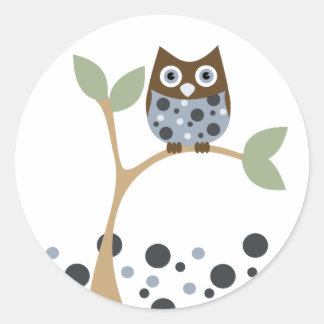 Sticker Rond Blue Owl Baby