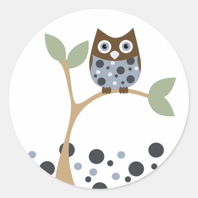 Sticker Rond Blue Owl Baby (Devant)
