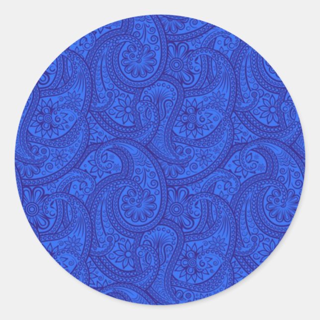 Sticker Rond Blue Paisley (Devant)