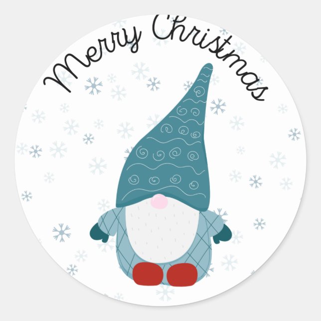 Sticker Rond Blue Père Noël Gnome (Devant)