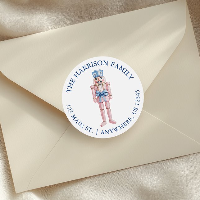 Sticker Rond Blue Pink Chinoiserie Toile Nutcracker Adresse (Créateur téléchargé)