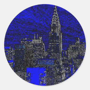 Sticker Rond Blue Pop Art New York