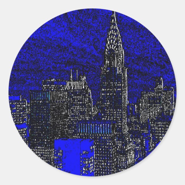 Sticker Rond Blue Pop Art New York (Devant)
