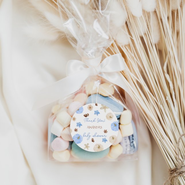 Sticker Rond Blue Pumpkin Garçon Baby Douche Merci (Créateur téléchargé)