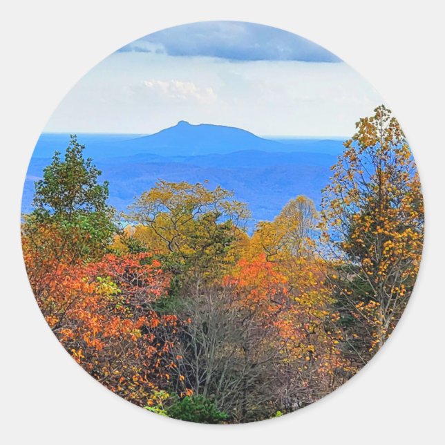 Sticker Rond Blue Ridge Parkway Fall Vue sur Pilot Mountain (Devant)