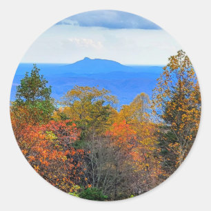 Sticker Rond Blue Ridge Parkway Fall Vue sur Pilot Mountain