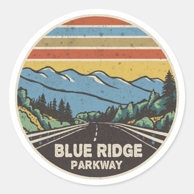 Sticker Rond Blue Ridge Parkway Mountains (Devant)