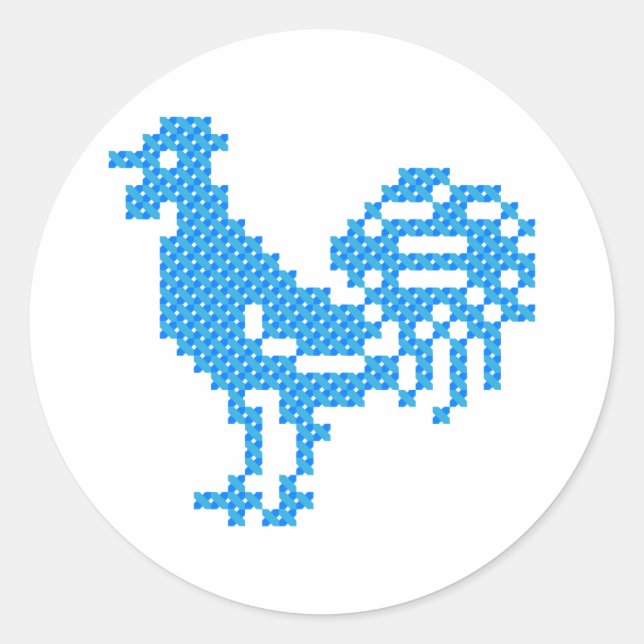Sticker Rond Blue Rooster (Devant)