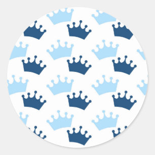 Sticker Rond Blue Royal Crowne Fairytale Prince Baby shower