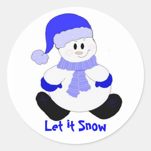 Sticker Rond Blue Snowman (Devant)