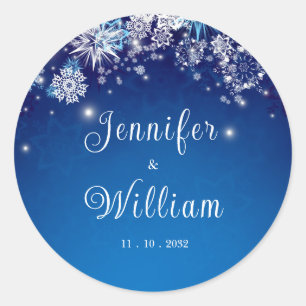 Sticker Rond Blue Sparkling Winter Wonderland Mariage