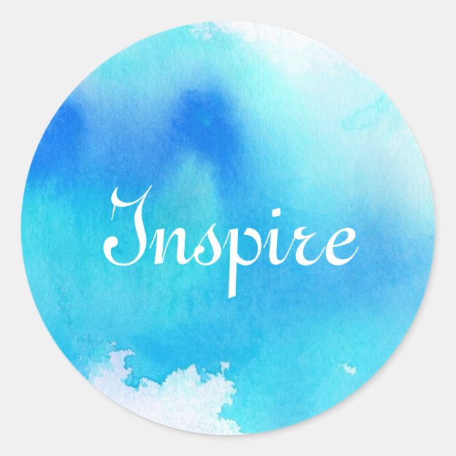 Sticker Rond Blue spot, watercolor abstract hand painted (Devant)