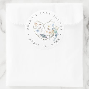 Sticker Rond Blue Spring Easter   Remerciement pour Baby Shower