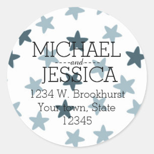 Sticker Rond Blue Stars Adresse personnalisée