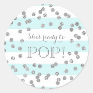 Sticker Rond Blue Stripes Argent Confetti Elle est prête à fair