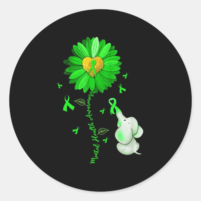 Sticker Rond Blue Sunflower Elephan Outdoor Propage Santé menta (Devant)
