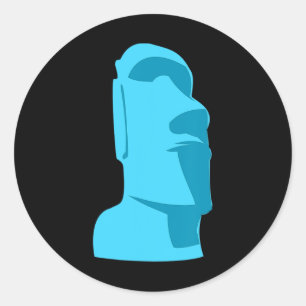 Sticker Rond Blue Tiki Moai Easter Island Hawaiian Luau Cadeau