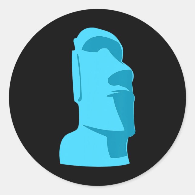 Sticker Rond Blue Tiki Moai Easter Island Hawaiian Luau Cadeau (Devant)