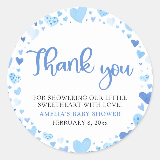 Sticker Rond Blue Valentine Boy Petit Baby shower amoureux (Devant)