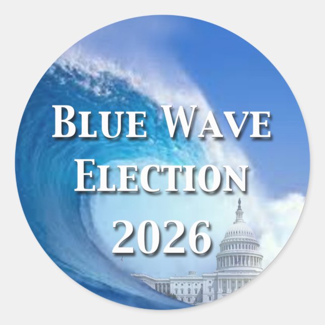 Sticker Rond Blue Wave Election 2026 (Devant)