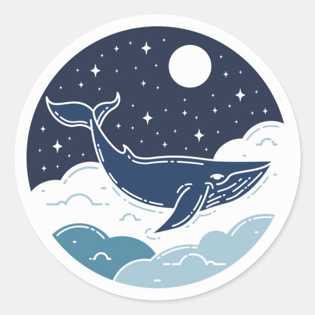 Sticker Rond Blue Whale Dream (Devant)