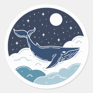 Sticker Rond Blue Whale Dream