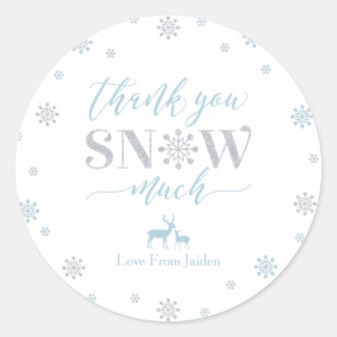 Sticker Rond Blue Winter merveilleland Merci neige beaucoup aut