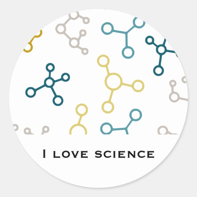 Sticker Rond Blue Yellow Science Molecules papeterie personnell (Devant)