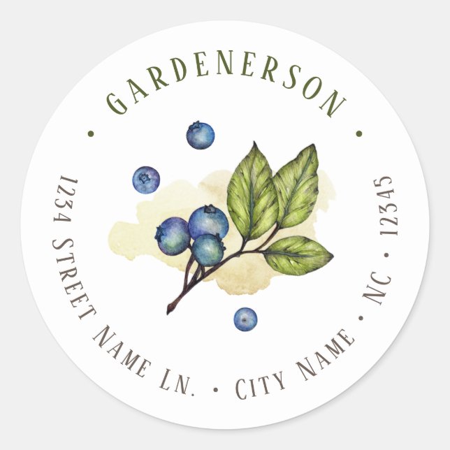 Sticker Rond Blueberges d'aquarelle (Devant)