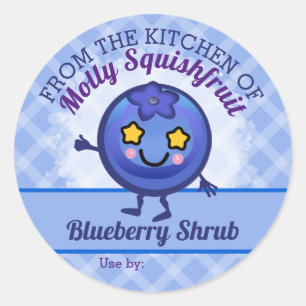 Sticker Rond Blueberries bleuet tarte aux fruits confiture étiq